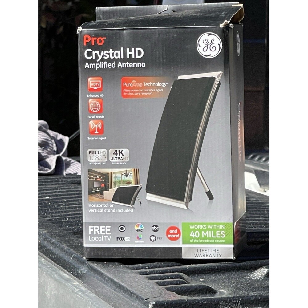 GE Pro Crystal HD Amplified Antenna HDTV 4K 1080p PureAmp Tech 34134 Untested